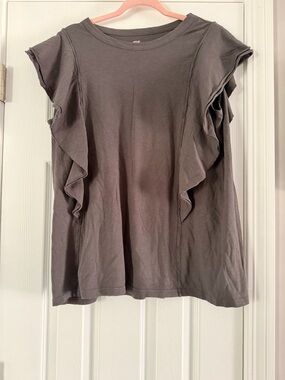 aerie Charcoal Ruffle Sleeve Tee